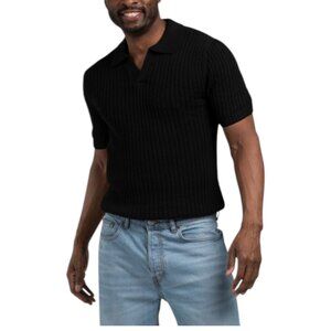 TRUTH Short Sleeve Crochet Johnny Collar Sweater Polo